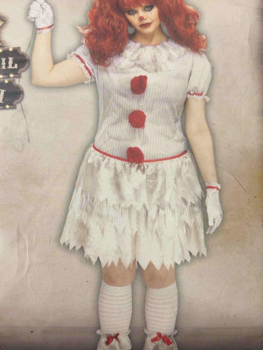 Women’s White and Red Carnival Clown Costume-Pennywise